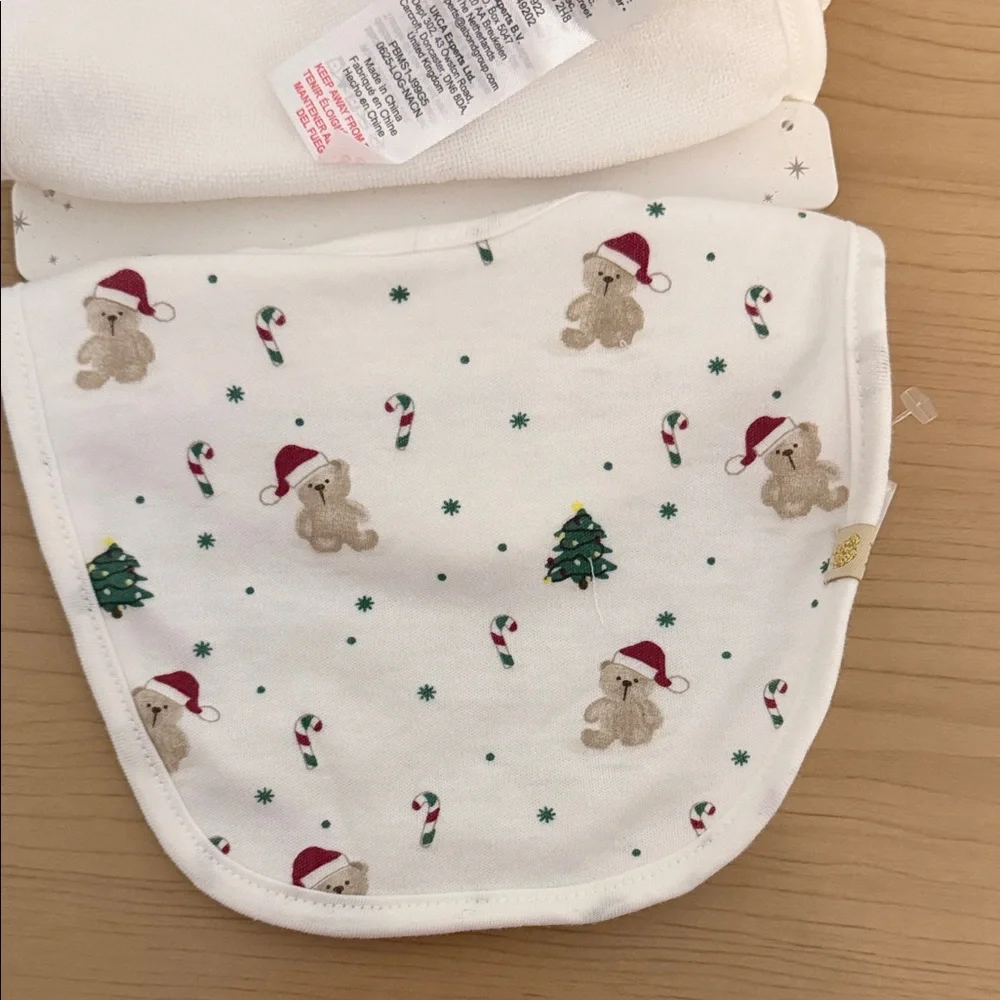 Christmas Bib Set - White and Gray